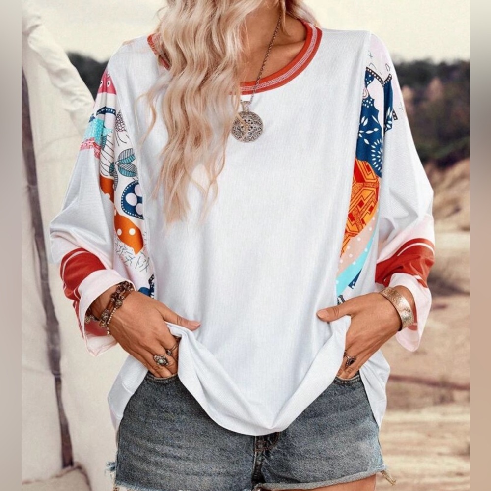 Women's Casual Boho Colorblock Patchwork Contrast… - image 6